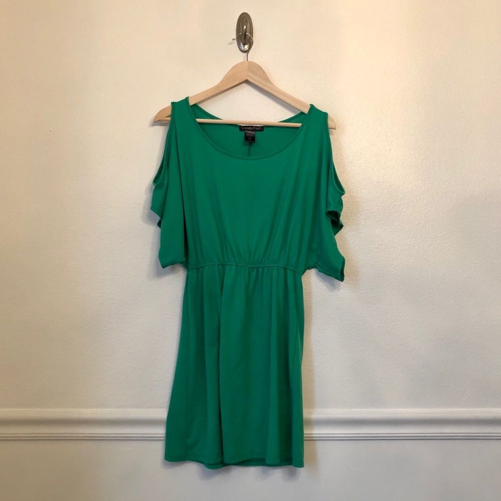 WISHFUL PARK | Green Knit Cold Shoulder Dress M